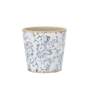 Vintage floral print plant pot - grey