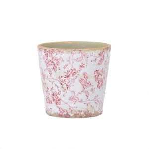 Vintage floral print plant pot - pink