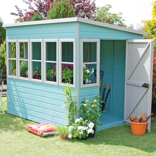 10' x 10' Shire Sun Pent Wooden Garden Potting Shed (3.22m x 3.21m)