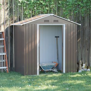 6.5X3.5Ft Metal Garden Shed For Garden And Outdoor Storage Grey