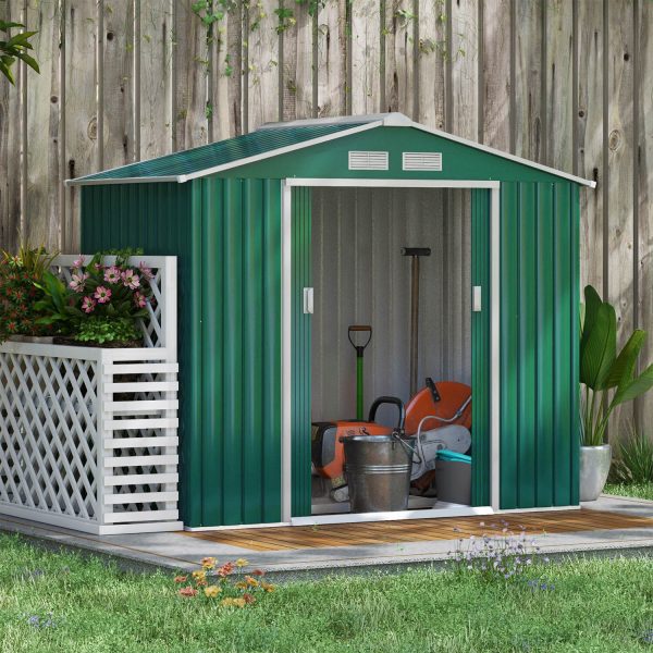 7 X 4Ft Garden Shed Storage With Foundation Kit And Vents Green