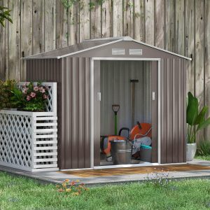 7 X 4Ft Garden Shed Storage With Foundation Kit And Vents Grey