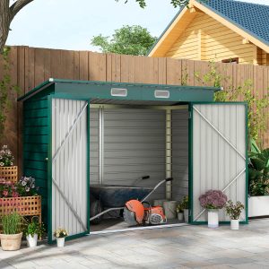 8 X 4Ft Metal Garden Storage Shed With Double Doors And 2 Vents Green