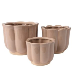 Ceramic petal plant pot set of 3 - blush