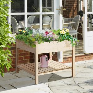 Elevated Garden Planting Bed Stand Outdoor Flower Box W/ Storage Shelf