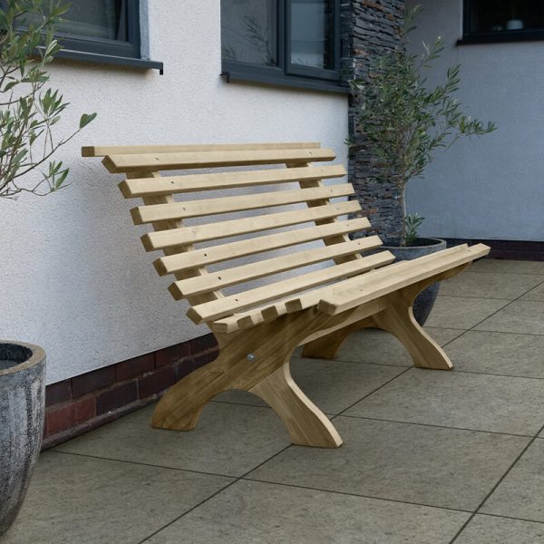 Forest Kuba Curved Wooden Garden Bench 4'11 x 2'5 (1.50m x 0.74m)