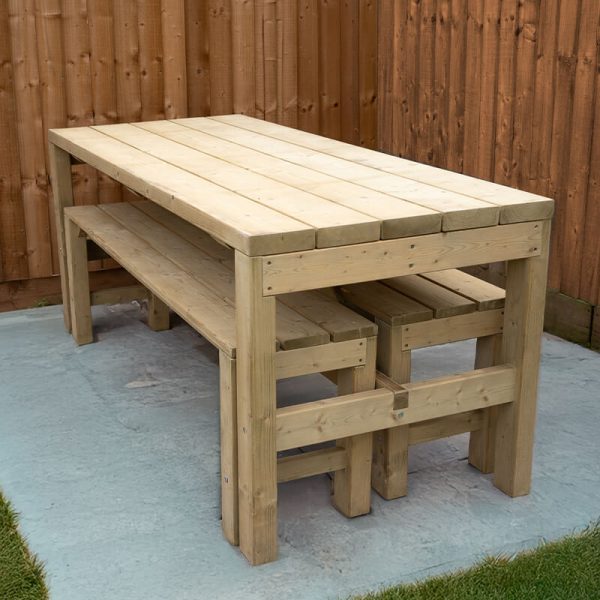 Forest Wooden Garden Dining Table and Benches Set 5'11 x 2'6 (1.8m x 0.76m)