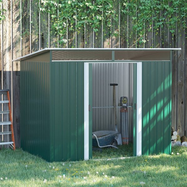 Garden Shed Outdoor Storage Tool Organizer W/ Double Sliding Door