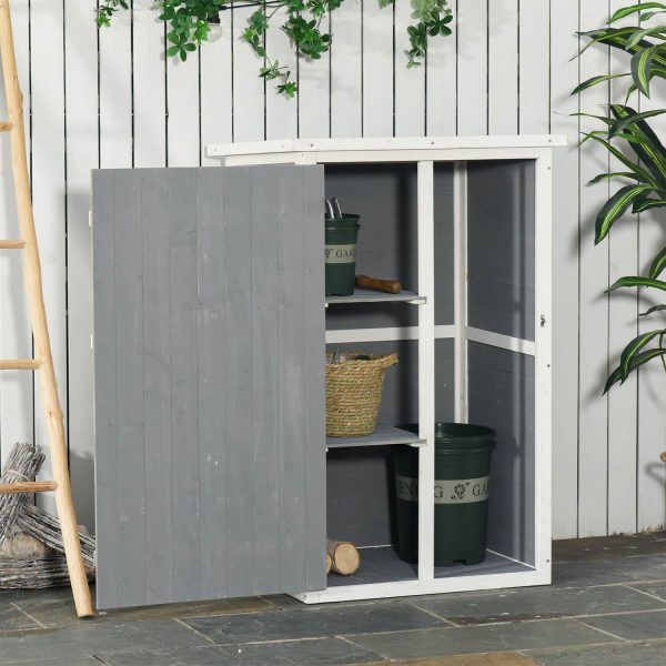 Garden Shed Outdoor Tool Storage W/ 2 Shelve 75 X 56 X115Cm Grey