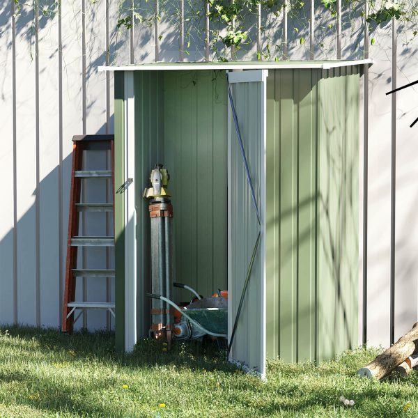 Outdoor Storage Shed Steel Garden Shed W/ Lockable Door Light Green