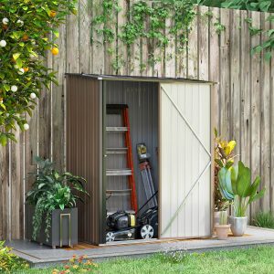 Outdoor Storage Shed W/ Lockable Door For Garden Brown