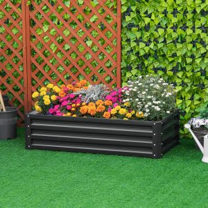 Raised Garden Bed Elevated Planter Box For Flowers Grey