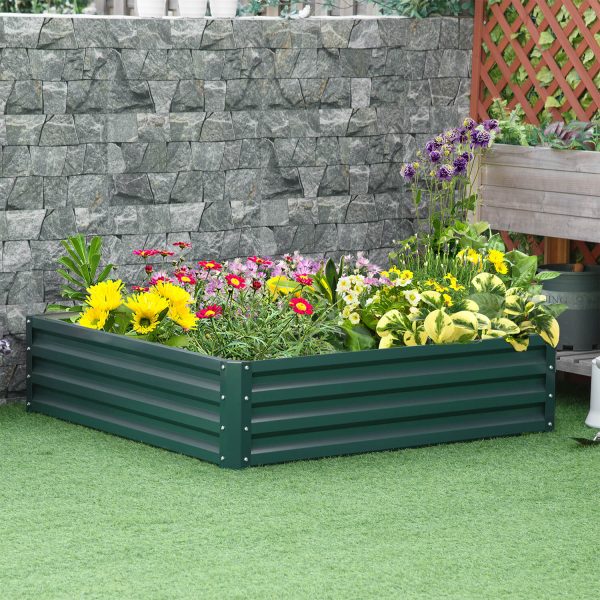 Raised Garden Bed Metal Patio Backyard Flower Vegetable Planter Green