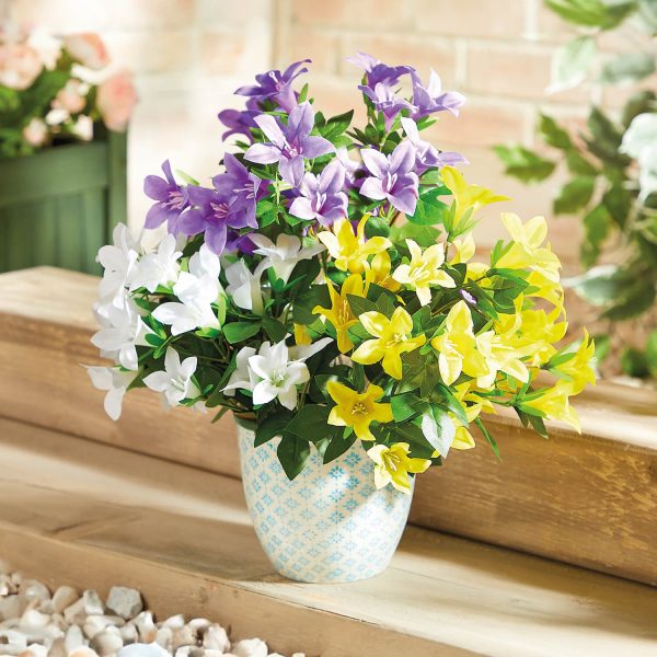 Set of 3 Artificial Campanula Picks - Each H30cm, Dia.25cm, Pot Not Included