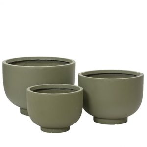 Set of three bowl pots - smooth khaki