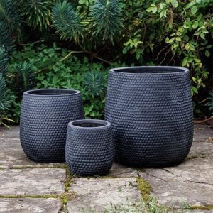 Set of three honeycomb textured planters - black