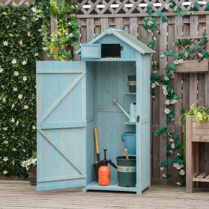 Wooden Garden Storage Shed Tool Storage Box 77 X 54 X 179 Cm Blue