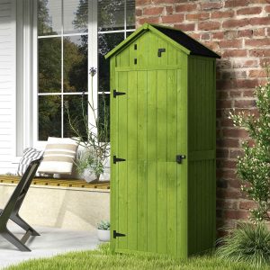 Wooden Garden Storage Shed Tool Storage Box 77 X 54 X 179 Cm Green