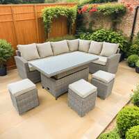 Bracken Outdoors Richmond Rectangular Rattan Corner Sofa Garden Furniture Set with Height Adjustable Table, Late March 2025