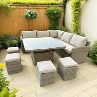 Bracken Outdoors Richmond Square Rattan Corner Sofa Garden Furniture Set with Height Adjustable Table, Late March 2025