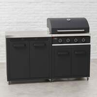 Draco Grills Titan 4 Burner Black Outdoor Kitchen Gas Barbecue with Double Cupboard Cabinet, Early April 2025