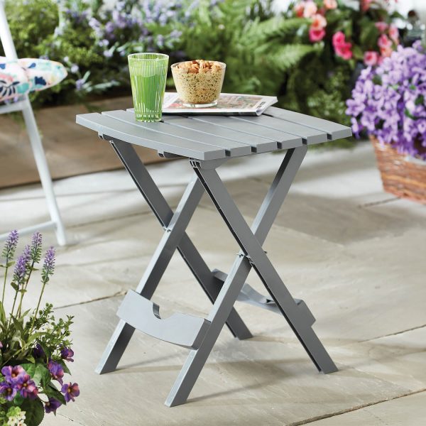 Folding Garden Table - Open H50 xW44.5 xD38.5cm, Folded W44.5 xD7 xL59cm, Weight 2kg