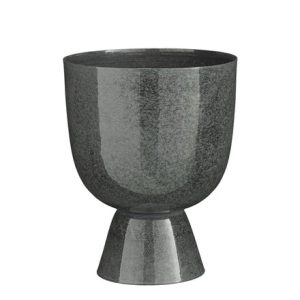 Metal coupe plant pot - dark grey