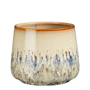 Reactive glaze plant pot - cream