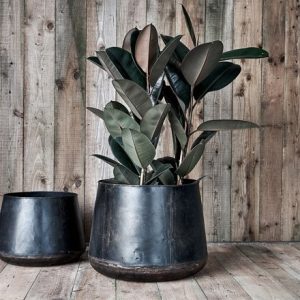 Reclaimed large iron plant pot - aged black