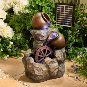 2-In-1 Water Wheel With Pots Water Feature