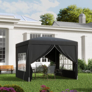 3Mx3M Pop Up Gazebo Marquee With Storage Bag Black