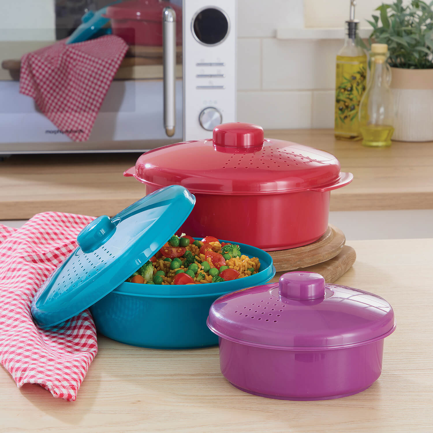3Pc Microwave Casserole Pots