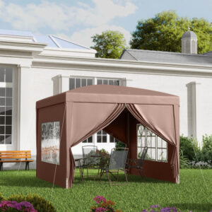 3X3M Pop Up Gazebo Marquee With Storage Bag Coffee