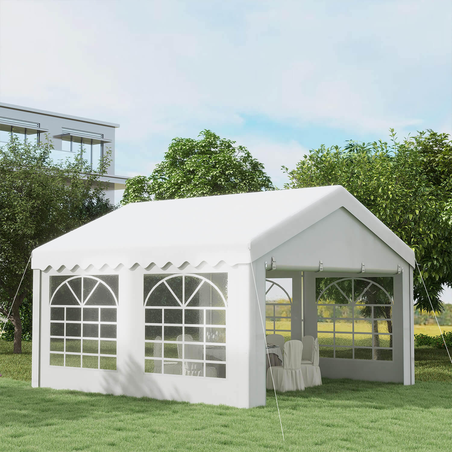 4M Gazebo Garden Marquee White
