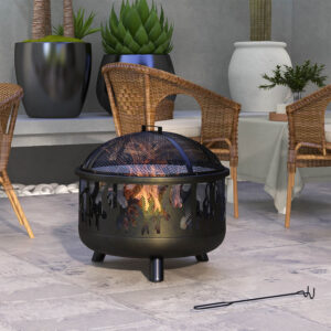 61.5Cm 2-In-1 Outdoor Fire Pit & Firewood Bbq
