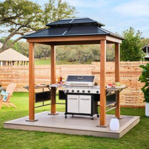 8' x 6' Trimetals Sojag Maui Wood Effect BBQ Garden Gazebo (2.49m x 1.78m)