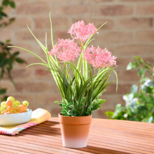 Artificial Potted Pink Allium 35Cm