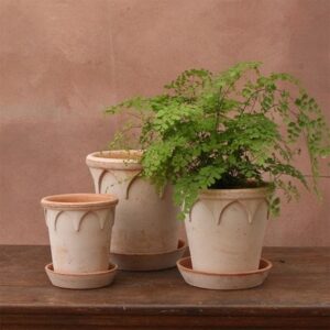 Bergs gothic arch design tapered plant pot with saucer - terracotta