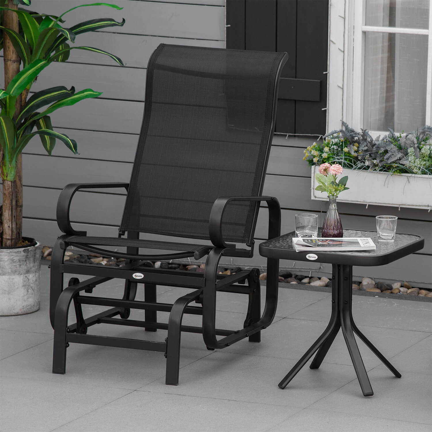 Black Garden Gliding Rocking Chair