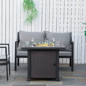 Black Outdoor Propane Gas Fire Pit Table