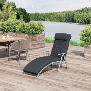 Black Reclining Padded Sun Lounger With Pillow
