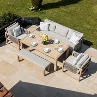 Bracken Outdoors Burford Rope Wooden Garden Furniture Lounge Sofa Set with Table and Bench