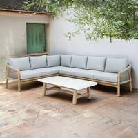 Bracken Outdoors Charlton Acacia Wood and Rope Garden Furniture Corner Sofa Set with Coffee Table