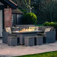 Bracken Outdoors Dakota Casual Dining Rectangular Corner Sofa Garden Furniture Set with Fire Pit Table, Mid May 2025