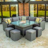 Bracken Outdoors Dakota Casual Dining Square Corner Sofa Fire Pit Garden Furniture Set, Mid May 2025