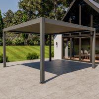 Bracken Outdoors Eclipse Plus 4m x 4m Grey Square Motorised Aluminium Garden Pergola with Lights, Mid March 2026