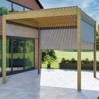 Bracken Outdoors Gemini 3m x 3m Square Wood Effect Aluminium Garden Pergola with Three 3m Blinds, End of April 2025