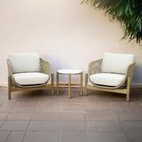 Bracken Outdoors Hampton Acacia Wood and Rope Duo Lounge Chair and Side Table Garden Furniture Set, Late March 2026