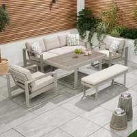 Bracken Outdoors Madison Aluminium Lounge Sofa Set with Armchairs, Table and Bench