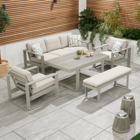Bracken Outdoors Madison Aluminium Lounge Sofa Set with Armchairs, Table and Bench